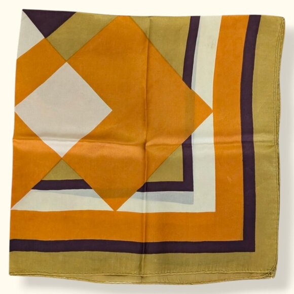 Vintage Yellow Orange Abstract Scarf - Picture 4 of 7